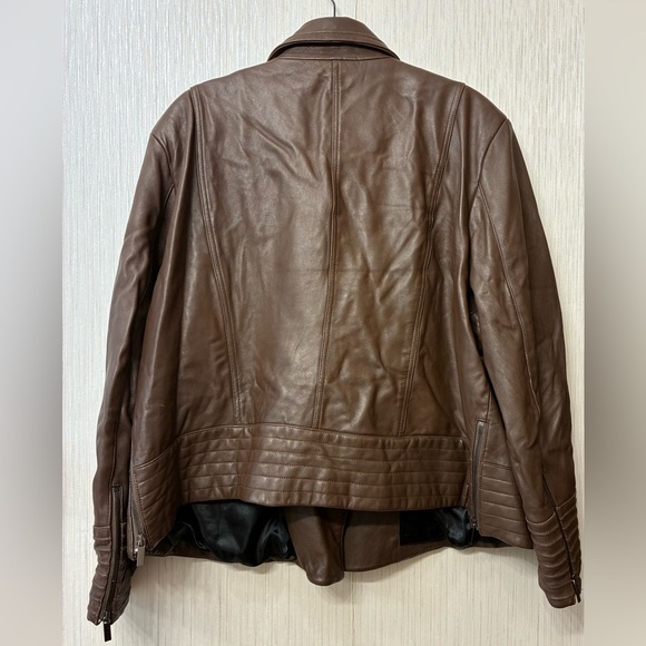 Badgley Mischka Women's Chocolate Genuine Leather Jacket Size 3X - Picture 5 of 9